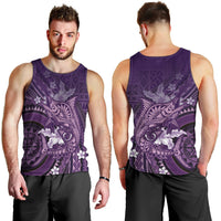 Samoa Tatau Marlin Men Tank Top With Siapo Motifs Violet LT05 - Polynesian Pride