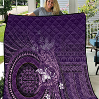 Samoa Tatau Marlin Quilt With Siapo Motifs Violet LT05 Violet - Polynesian Pride