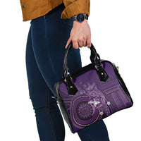 Samoa Tatau Marlin Shoulder Handbag With Siapo Motifs Violet LT05 - Polynesian Pride