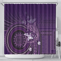 Samoa Tatau Marlin Shower Curtain With Siapo Motifs Violet LT05 - Polynesian Pride