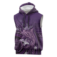 Samoa Tatau Marlin Sleeveless Hoodie With Siapo Motifs Violet LT05 Violet - Polynesian Pride