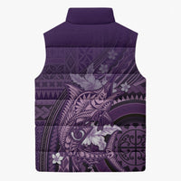 Samoa Tatau Marlin Sleeveless Puffer Jacket With Siapo Motifs Violet LT05 - Polynesian Pride