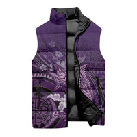Samoa Tatau Marlin Sleeveless Puffer Jacket With Siapo Motifs Violet LT05 - Polynesian Pride