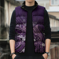 Samoa Tatau Marlin Sleeveless Puffer Jacket With Siapo Motifs Violet LT05 - Polynesian Pride