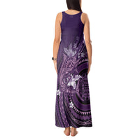 Samoa Tatau Marlin Tank Maxi Dress With Siapo Motifs Violet LT05 - Polynesian Pride