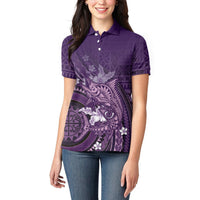 Samoa Tatau Marlin Women Polo Shirt With Siapo Motifs Violet LT05 - Polynesian Pride