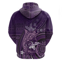 Samoa Tatau Marlin Zip Hoodie With Siapo Motifs Violet LT05 - Polynesian Pride