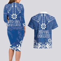 Wikin te Taetae ni Kiribati Couples Matching Long Sleeve Bodycon Dress and Hawaiian Shirt Pacific Tapa Pattern LT05 - Polynesian Pride