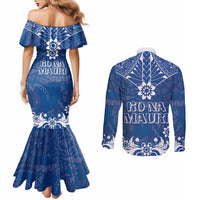 Wikin te Taetae ni Kiribati Couples Matching Mermaid Dress and Long Sleeve Button Shirt Pacific Tapa Pattern LT05 - Polynesian Pride