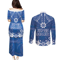 Wikin te Taetae ni Kiribati Couples Matching Puletasi and Long Sleeve Button Shirt Pacific Tapa Pattern LT05 - Polynesian Pride