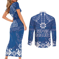 Wikin te Taetae ni Kiribati Couples Matching Short Sleeve Bodycon Dress and Long Sleeve Button Shirt Pacific Tapa Pattern LT05 - Polynesian Pride