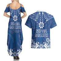 Wikin te Taetae ni Kiribati Couples Matching Summer Maxi Dress and Hawaiian Shirt Pacific Tapa Pattern LT05 - Polynesian Pride