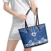 Wikin te Taetae ni Kiribati Leather Tote Bag Pacific Tapa Pattern LT05 - Polynesian Pride