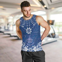 Wikin te Taetae ni Kiribati Men Tank Top Pacific Tapa Pattern LT05 Blue - Polynesian Pride