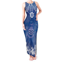 Wikin te Taetae ni Kiribati Tank Maxi Dress Pacific Tapa Pattern LT05 Women Blue - Polynesian Pride