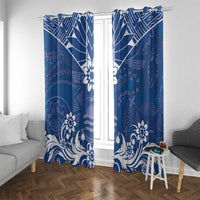 Wikin te Taetae ni Kiribati Window Curtain Pacific Tapa Pattern LT05 With Grommets Blue - Polynesian Pride