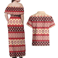 Tonga Language Week Couples Matching Off Shoulder Maxi Dress and Hawaiian Shirt Lea Faka-Tonga Everyday LT05 - Polynesian Pride