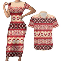 Tonga Language Week Couples Matching Short Sleeve Bodycon Dress and Hawaiian Shirt Lea Faka-Tonga Everyday LT05 Beige - Polynesian Pride
