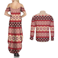 Tonga Language Week Couples Matching Summer Maxi Dress and Long Sleeve Button Shirt Lea Faka-Tonga Everyday LT05 - Polynesian Pride