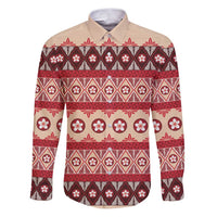 Tonga Language Week Family Matching Puletasi and Hawaiian Shirt Lea Faka-Tonga Everyday LT05 Dad's Shirt - Long Sleeve Beige - Polynesian Pride