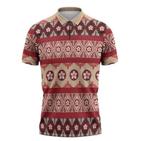 Tonga Language Week Zipper Polo Shirt Lea Faka-Tonga Everyday LT05 Beige - Polynesian Pride