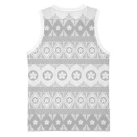 Tonga White Sunday Basketball Jersey Tongan Ngatu Siale Pattern - Polynesian Pride