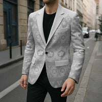 Tonga White Sunday Blazer Tongan Ngatu Siale Pattern - Polynesian Pride