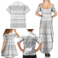 Tonga White Sunday Family Matching Summer Maxi Dress and Hawaiian Shirt Tongan Ngatu Siale Pattern - Polynesian Pride