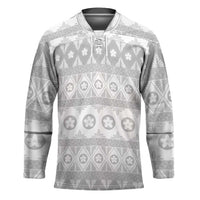Tonga White Sunday Hockey Jersey Tongan Ngatu Siale Pattern LT05 Unisex White - Polynesian Pride