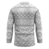 Tonga White Sunday Hockey Jersey Tongan Ngatu Siale Pattern LT05 - Polynesian Pride