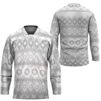 Tonga White Sunday Hockey Jersey Tongan Ngatu Siale Pattern LT05 - Polynesian Pride