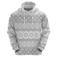 Tonga White Sunday Hoodie Tongan Ngatu Siale Pattern - Polynesian Pride