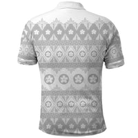 Tonga White Sunday Polo Shirt Tongan Ngatu Siale Pattern - Polynesian Pride