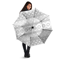 Tonga White Sunday Umbrella Tongan Ngatu Siale Pattern - Polynesian Pride