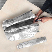 Tonga White Sunday Umbrella Tongan Ngatu Siale Pattern - Polynesian Pride