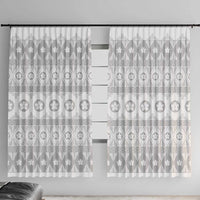 Tonga White Sunday Window Curtain Tongan Ngatu Siale Pattern - Polynesian Pride