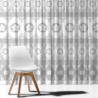 Tonga White Sunday Window Curtain Tongan Ngatu Siale Pattern - Polynesian Pride