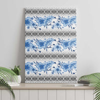 Samoa White Sunday Canvas Wall Art Samoan Tapa Blue Hibiscus - Polynesian Pride