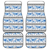 Samoa White Sunday Car Mats Samoan Tapa Blue Hibiscus LT05 - Polynesian Pride