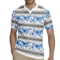 Samoa White Sunday Rugby Jersey Samoan Tapa Blue Hibiscus LT05 - Polynesian Pride