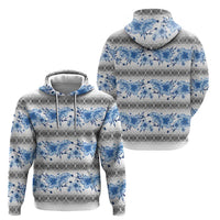 Samoa White Sunday Zip Hoodie Samoan Tapa Blue Hibiscus - Polynesian Pride