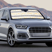 Samoa White Sunday Auto Sun Shade Samoan Tapa Yellow Hibiscus - Polynesian Pride