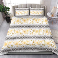 Samoa White Sunday Bedding Set Samoan Tapa Yellow Hibiscus - Polynesian Pride