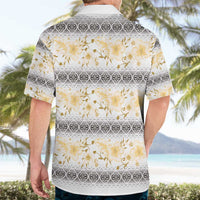 Samoa White Sunday Hawaiian Shirt Samoan Tapa Yellow Hibiscus - Polynesian Pride