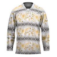 Samoa White Sunday Hockey Jersey Samoan Tapa Yellow Hibiscus LT05 Unisex Yellow - Polynesian Pride