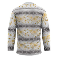 Samoa White Sunday Hockey Jersey Samoan Tapa Yellow Hibiscus LT05 - Polynesian Pride
