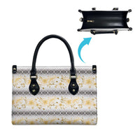 Samoa White Sunday Leather Bag Samoan Tapa Yellow Hibiscus - Polynesian Pride