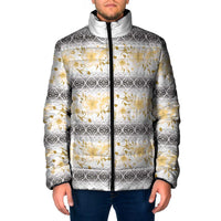 Samoa White Sunday Padded Jacket Samoan Tapa Yellow Hibiscus LT05 Men Yellow - Polynesian Pride