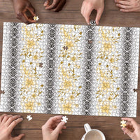 Samoa White Sunday Puzzle Samoan Tapa Yellow Hibiscus - Polynesian Pride