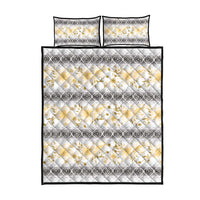 Samoa White Sunday Quilt Bed Set Samoan Tapa Yellow Hibiscus - Polynesian Pride